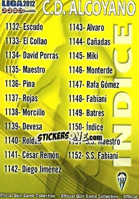 Sticker Índice - Campeonato Nacional De Liga 2011-2012 n. 1150 - Mundicromo