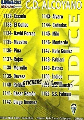 Cromo Índice - Campeonato Nacional De Liga 2011-2012 - Mundicromo