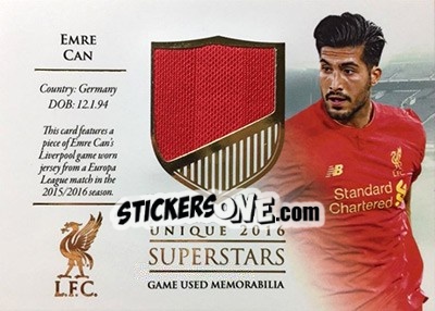 Sticker Emre Can - Liverpool UNIQUE 2016-2017 n. SS02 - Futera