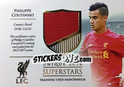 Sticker Philippe Coutinho - Liverpool UNIQUE 2016-2017 n. SS05 - Futera