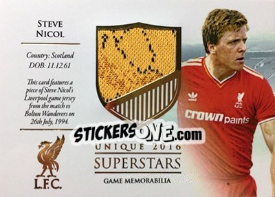 Sticker Steve Nicol - Liverpool UNIQUE 2016-2017 n. SS13 - Futera
