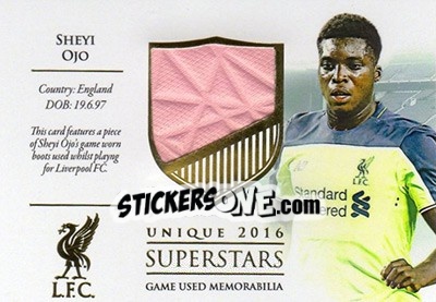 Sticker Sheyi Ojo - Liverpool UNIQUE 2016-2017 - Futera