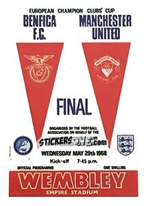 Sticker Benfica v Manchester United 1968 - UK Football 1983-1984 - Panini