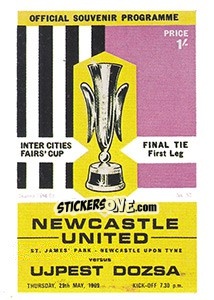 Sticker Newcastle United v Ujpest Dozsa 1969