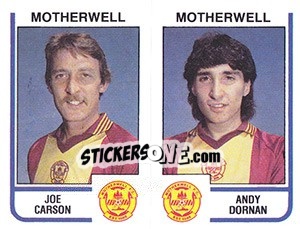 Sticker Joe Carson / Andy Dornan - UK Football 1983-1984 - Panini
