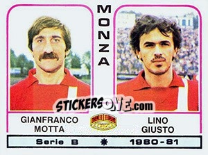 Sticker Gianfranco Motta / Lino Giusto - Calciatori 1980-1981 n. 433 - Panini