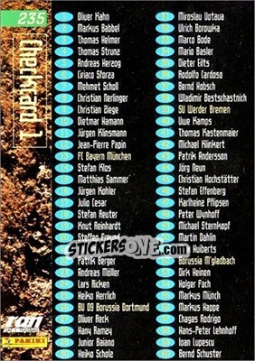 Sticker Checkcard 1 - Bundesliga Fussball Cards 1995-1996 n. 235 - Panini
