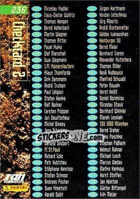 Sticker Checkcard 2 - Bundesliga Fussball Cards 1995-1996 n. 236 - Panini