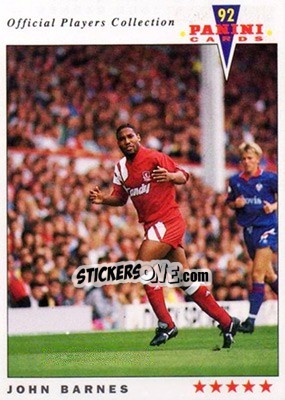 Sticker John Barnes - UK Players Collection 1991-1992 - Panini