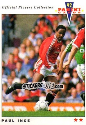 Sticker Paul Ince - UK Players Collection 1991-1992 n. 138 - Panini