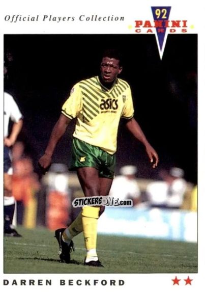 Cromo Darren Beckford - UK Players Collection 1991-1992 n. 154 - Panini