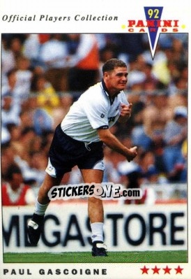 Sticker Paul Gascoigne - UK Players Collection 1991-1992 - Panini