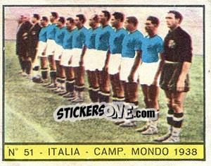 Figurina Italia Campione del Mondo 1938 - Calciatori 1962-1963 - Panini