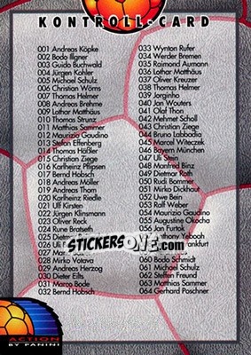 Sticker Kontroll Card #1 - Bundesliga Fussball Cards 1993-1994 - Panini