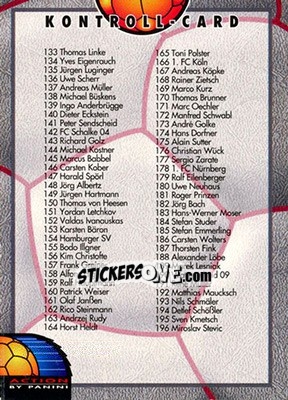 Sticker Kontroll Card #2 - Bundesliga Fussball Cards 1993-1994 n. 260 - Panini
