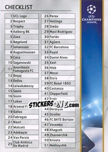 Sticker Checklist (1 - 83) - UEFA Champions League 2008-2009. Trading Cards - Panini