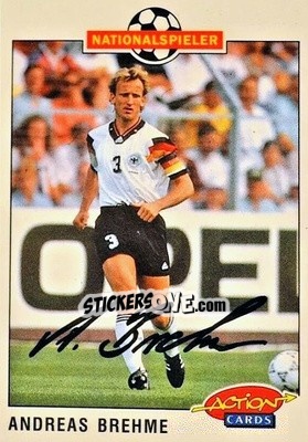 Sticker Andreas Brehme - Bundesliga Fussball 1992-1993 Action Cards - Panini