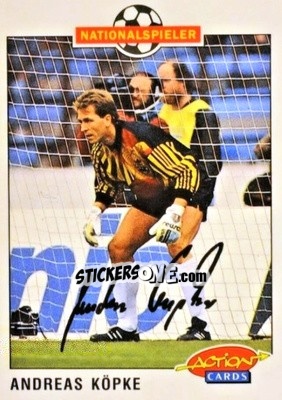 Sticker Andreas Kopke - Bundesliga Fussball 1992-1993 Action Cards n. 11 - Panini
