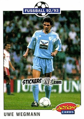 Sticker Uwe Wegmann - Bundesliga Fussball 1992-1993 Action Cards n. 28 - Panini