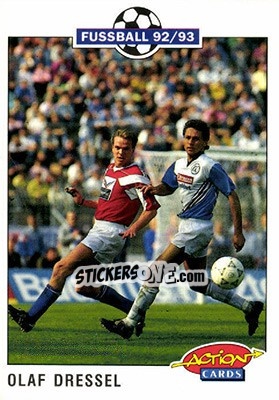 Sticker Olaf Dressel - Bundesliga Fussball 1992-1993 Action Cards - Panini