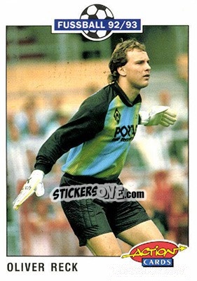 Figurina Oliver Reck - Bundesliga Fussball 1992-1993 Action Cards n. 36 - Panini