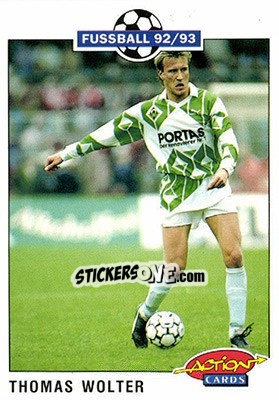 Sticker Thomas Wolter - Bundesliga Fussball 1992-1993 Action Cards n. 46 - Panini