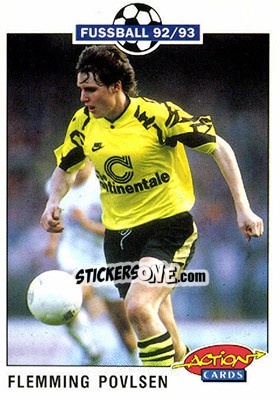 Figurina Flemming Povlsen - Bundesliga Fussball 1992-1993 Action Cards - Panini