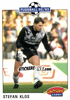 Sticker Stefan Klos - Bundesliga Fussball 1992-1993 Action Cards n. 49 - Panini