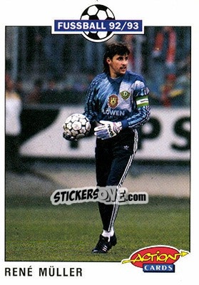 Sticker Rene Muller - Bundesliga Fussball 1992-1993 Action Cards n. 61 - Panini
