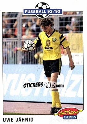 Figurina Uwe Jahnig - Bundesliga Fussball 1992-1993 Action Cards - Panini