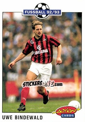 Sticker Uwe Bindewald - Bundesliga Fussball 1992-1993 Action Cards - Panini