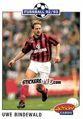 Sticker Uwe Bindewald - Bundesliga Fussball 1992-1993 Action Cards n. 79 - Panini