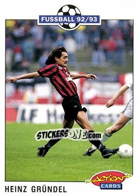 Sticker Heinz Grundel - Bundesliga Fussball 1992-1993 Action Cards n. 81 - Panini