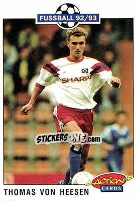 Sticker Thomas von Heesen - Bundesliga Fussball 1992-1993 Action Cards n. 89 - Panini