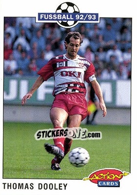 Sticker Thomas Dooley - Bundesliga Fussball 1992-1993 Action Cards - Panini