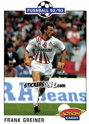 Sticker Frank Greiner - Bundesliga Fussball 1992-1993 Action Cards n. 122 - Panini
