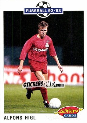 Sticker Alfons Higl - Bundesliga Fussball 1992-1993 Action Cards - Panini
