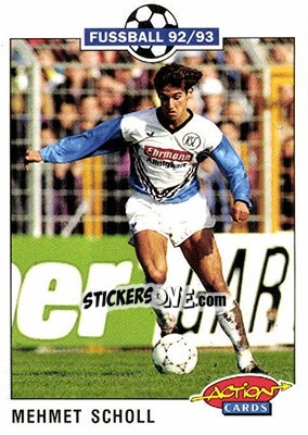 Sticker Mehmet Scholl - Bundesliga Fussball 1992-1993 Action Cards n. 155 - Panini