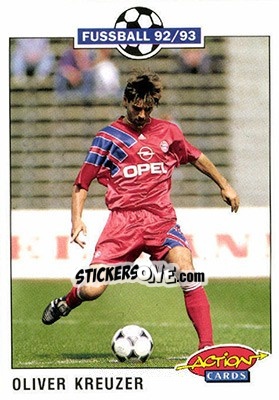 Sticker Oliver Kreuzer - Bundesliga Fussball 1992-1993 Action Cards - Panini