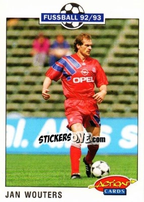 Sticker Jan Wouters - Bundesliga Fussball 1992-1993 Action Cards n. 164 - Panini