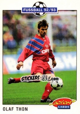 Sticker Olaf Thon - Bundesliga Fussball 1992-1993 Action Cards n. 166 - Panini