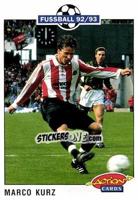 Sticker Marco Kurz - Bundesliga Fussball 1992-1993 Action Cards n. 168 - Panini