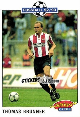 Sticker Thomas Brunner - Bundesliga Fussball 1992-1993 Action Cards - Panini