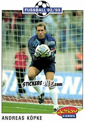 Sticker Andreas Kopke - Bundesliga Fussball 1992-1993 Action Cards n. 176 - Panini