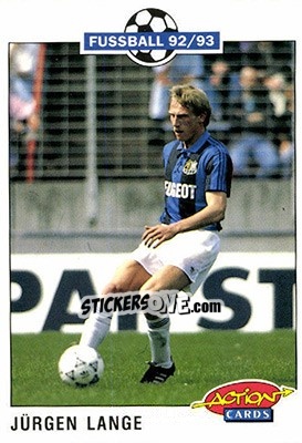 Sticker Jurgen Lange - Bundesliga Fussball 1992-1993 Action Cards n. 184 - Panini