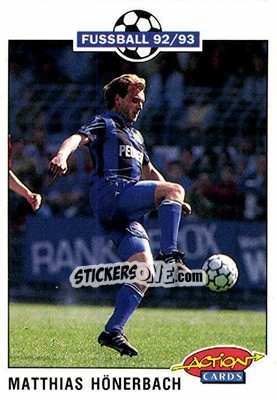 Figurina Matthias Honerbach - Bundesliga Fussball 1992-1993 Action Cards n. 189 - Panini