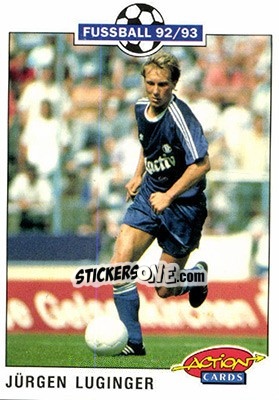 Sticker Jurgen Luginger - Bundesliga Fussball 1992-1993 Action Cards n. 200 - Panini