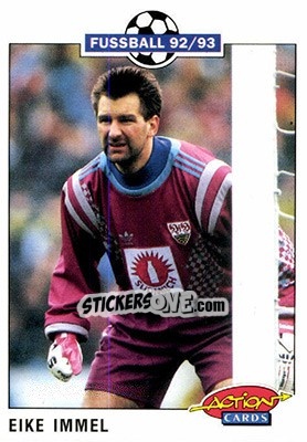 Sticker Eike Immel - Bundesliga Fussball 1992-1993 Action Cards n. 212 - Panini