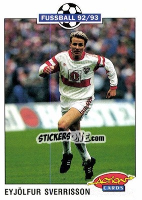 Sticker Eyjolfur Sverrisson - Bundesliga Fussball 1992-1993 Action Cards n. 214 - Panini