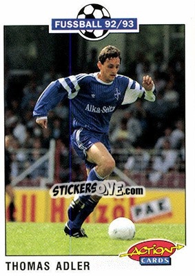 Sticker Thomas Adler - Bundesliga Fussball 1992-1993 Action Cards - Panini